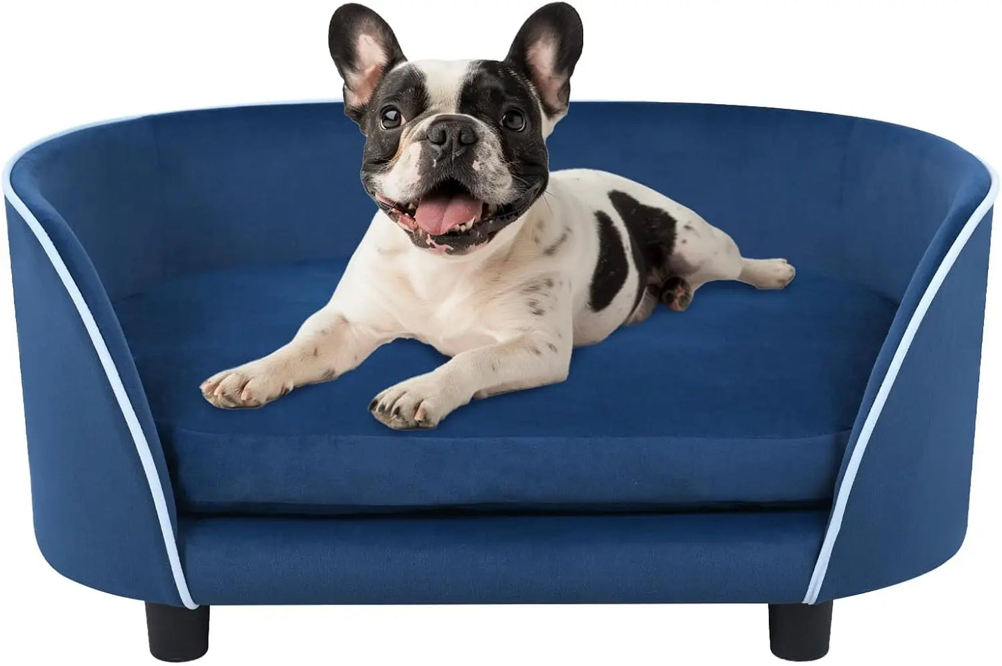 27 Inch Pet Sofa Bed for Small Dogs and Cats with Soft Cushion Removable Cover Anti Slip Pads Gray