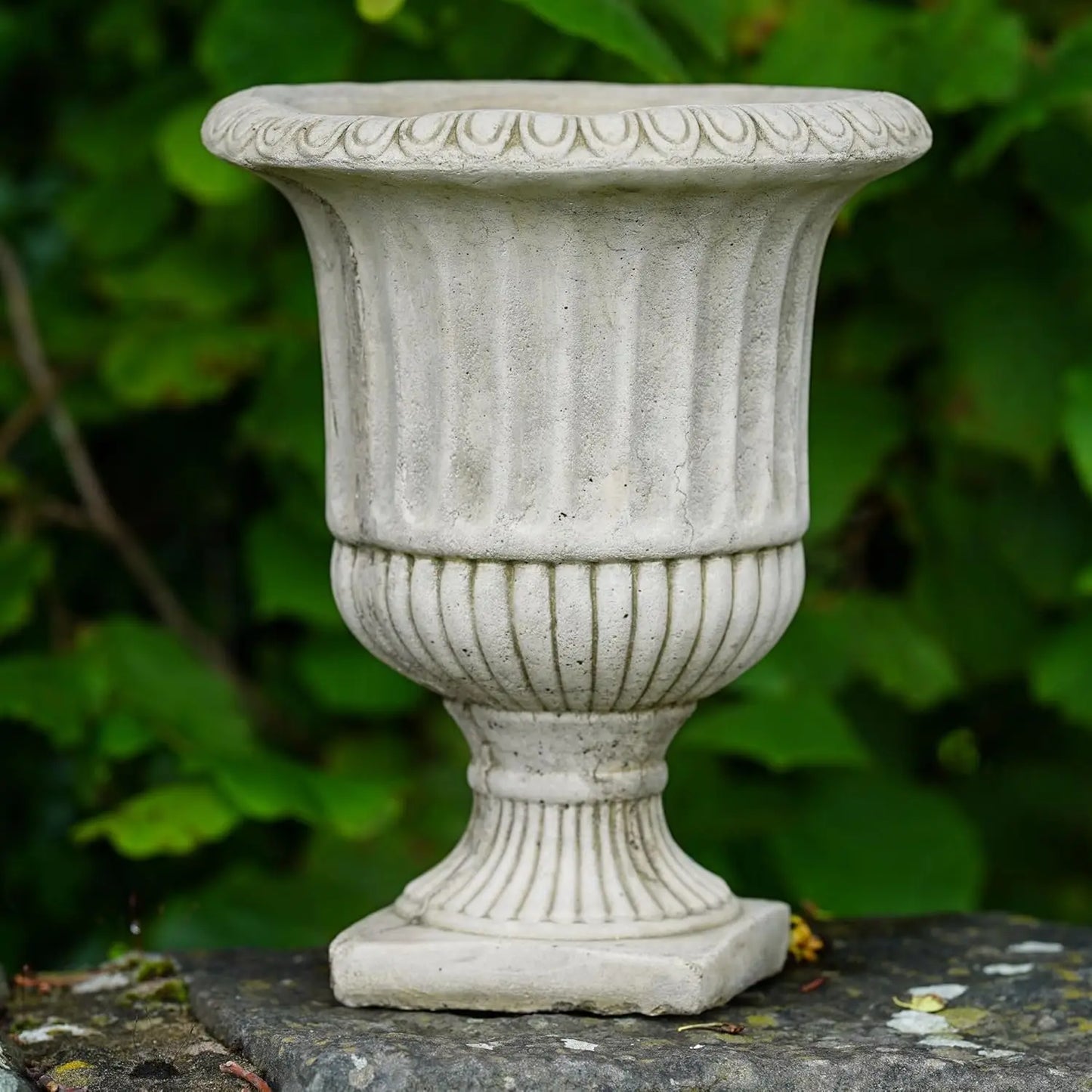 Victorian Stone Urn Fluted Garden Statue Outdoor Classical Planter Trough Pot Gray Weather Resistant Classic Style