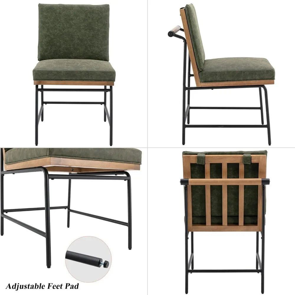 Mid-Century Modern Dining Chairs Set of 4, with Rear Handle, with Metal Legs for Kitchen Dining Room, PU Leather Side Chair