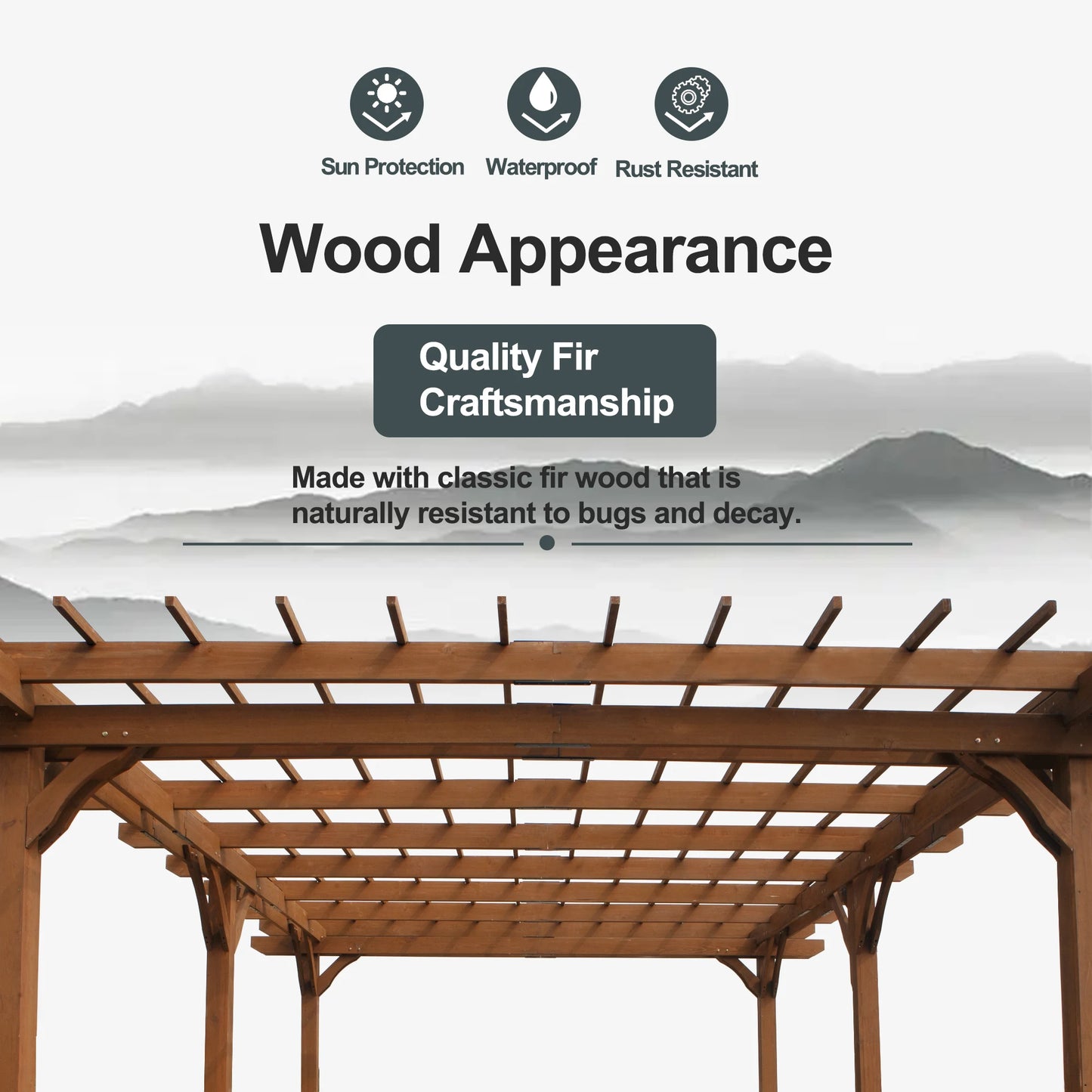 LZBEITEM Outdoor Gazebo Wooden Grape Pergola for Climbing Plants Garden Terrace Backyard Deck Brown