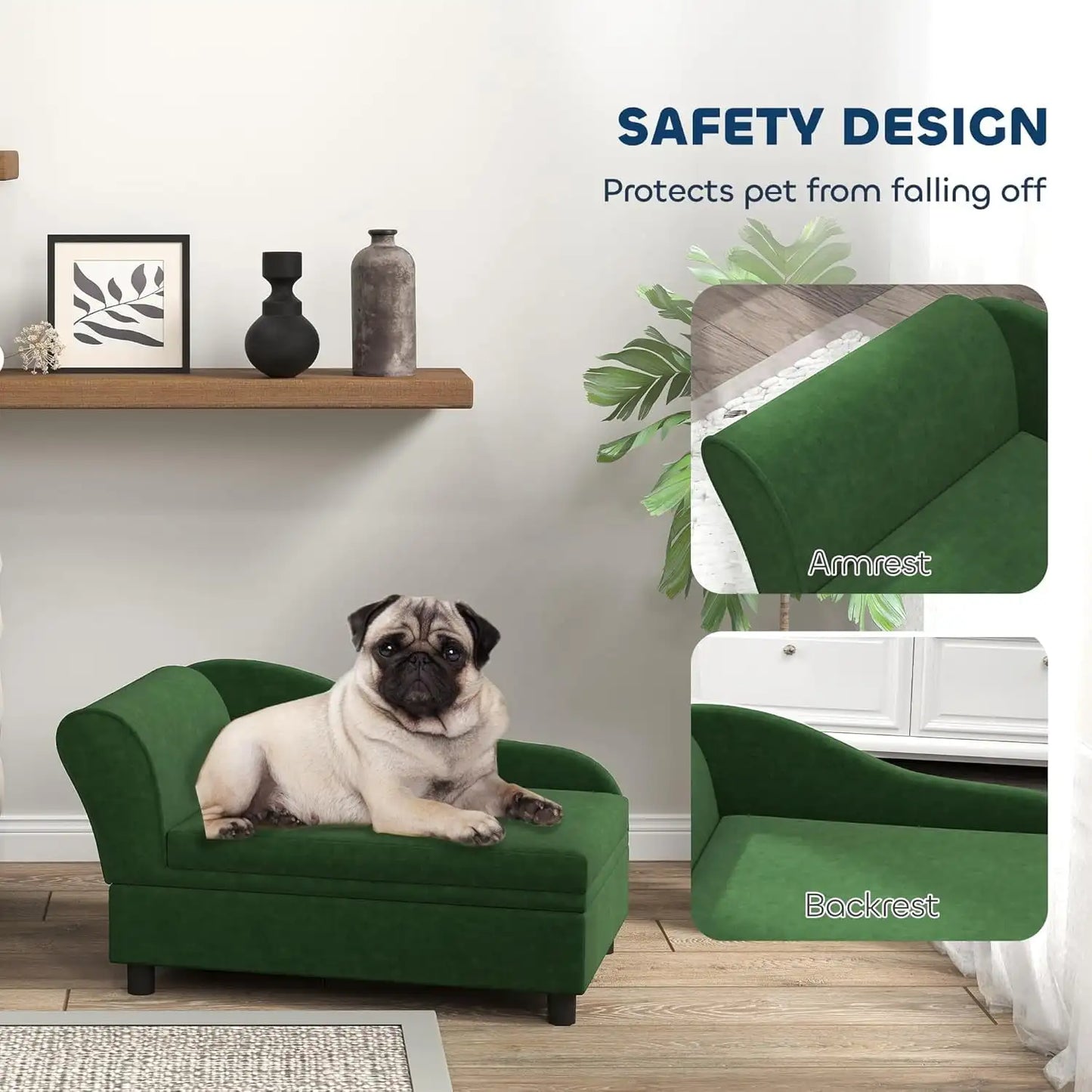 Luxury Fancy Dog Couch with Hidden Storage Small Dog Sofa Bed with Soft Foam Modern Pet Furniture for Puppies