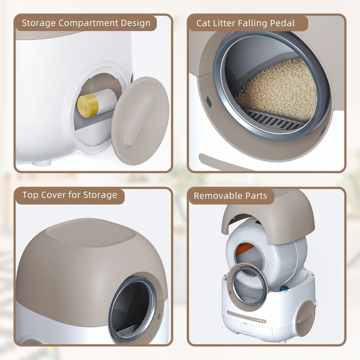 Automatic Cat Litter Box Robot Self Cleaning Litter Box APP Control 70 Plus 10L WiFi Support Anti Pinch Design