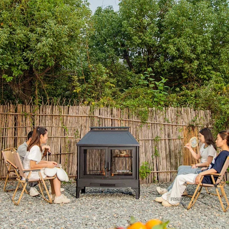 European Fire Pits Garden Brazier Multi Functional Camping Campfire Barbecue Firewood Heating Stove Outdoor Heaters