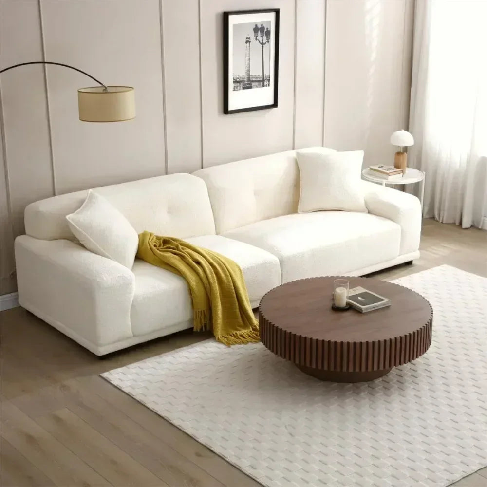 Round Coffee Table 39.37 Inch Wood Living Room Circle Farmhouse Modern Center Table Mid Century