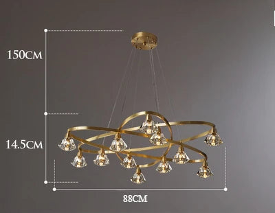 Modern Luxury Crystal LED Ceiling Chandelier Hanging Wire Fixture for Living Room Bedroom Home Decor Indoor Lighting