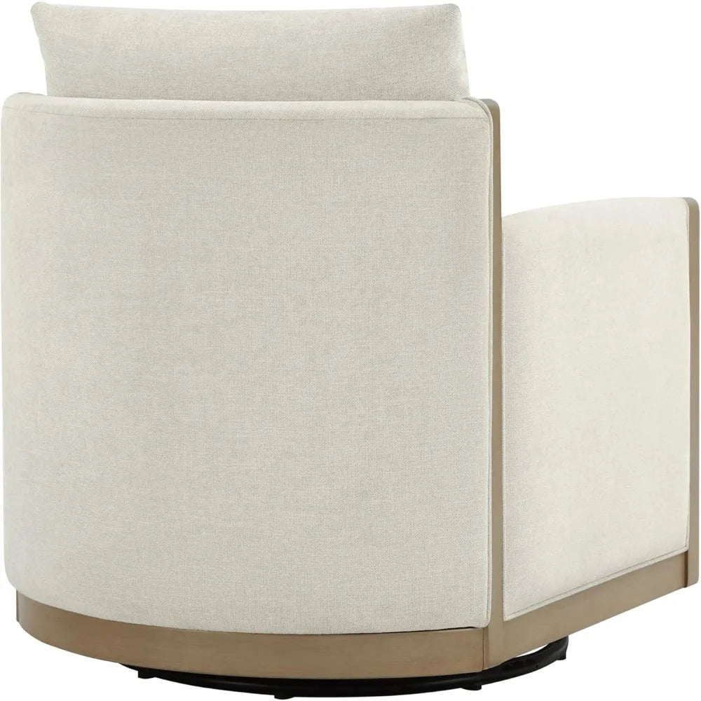 Swivel Accent Chair, Living Room Arm Chair, Mid Century Modern Reading Chair, Barrel Chair, Fabric in Linen