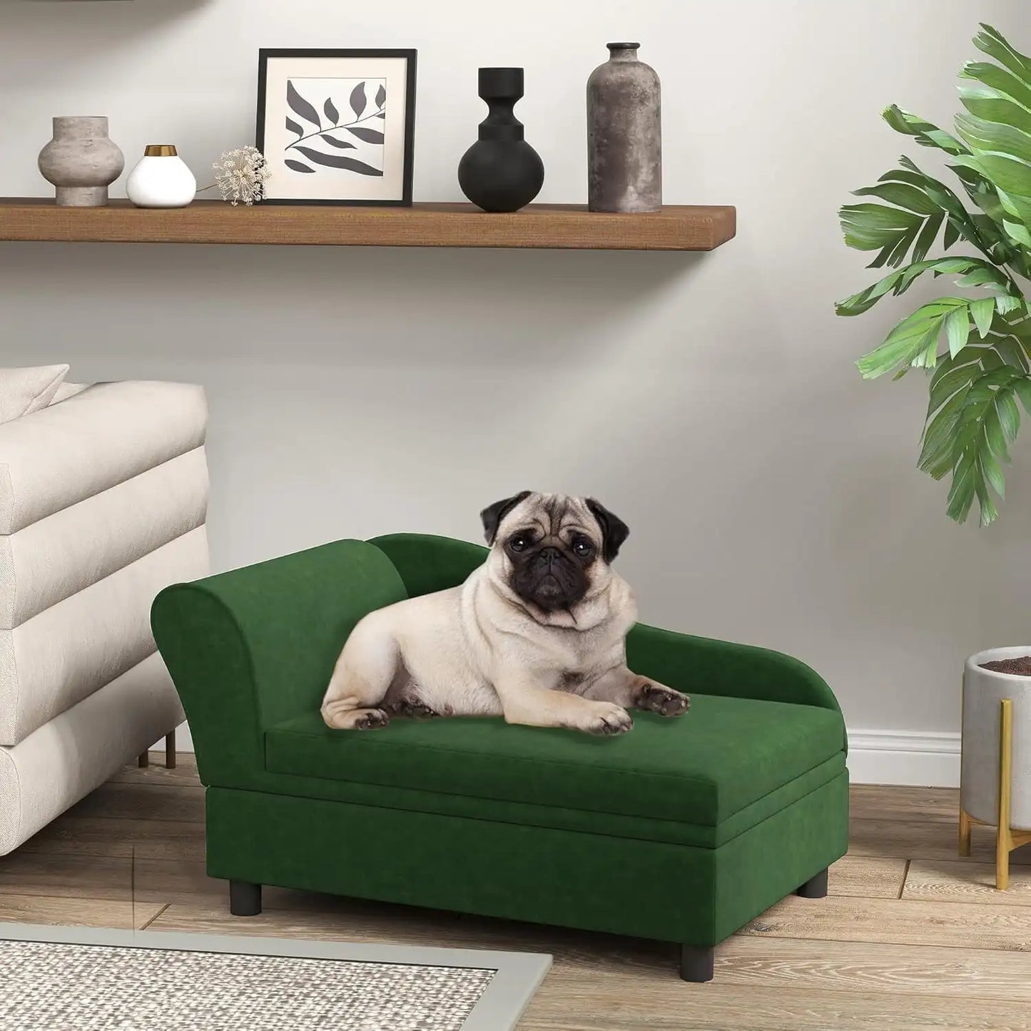 Luxury Fancy Dog Couch with Hidden Storage Small Dog Sofa Bed with Soft Foam Modern Pet Furniture for Puppies