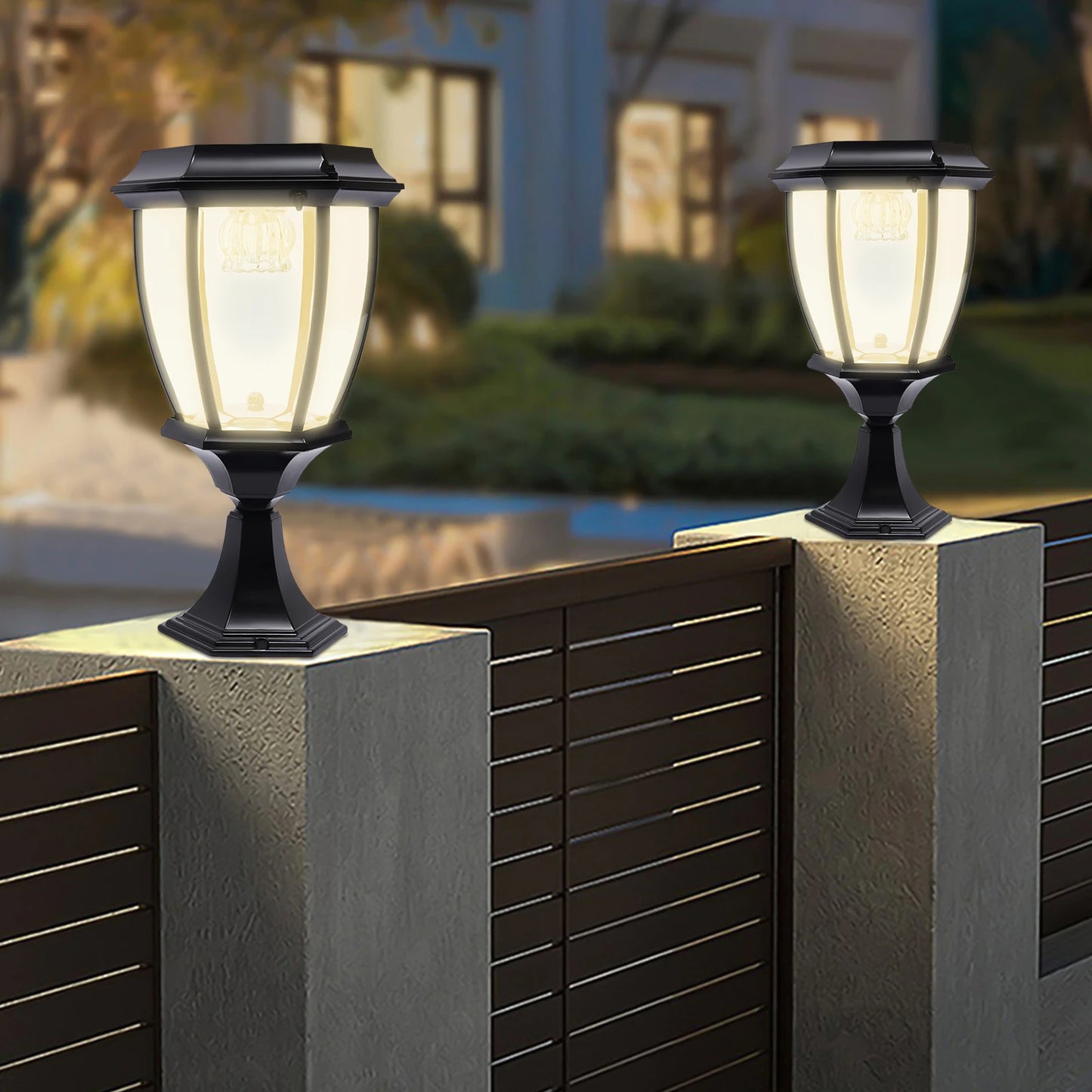 Outdoor Solar Post Lights Waterproof LED Landscape Light Energy Saving Lantern for Fence Deck or Patio Black