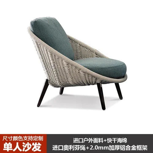 Small Apartment Nordic Patio Garden Sofa Simple Courtyard Balcony Leisure Chair Outdoor Restaurant Hotel Villa Single Sofa