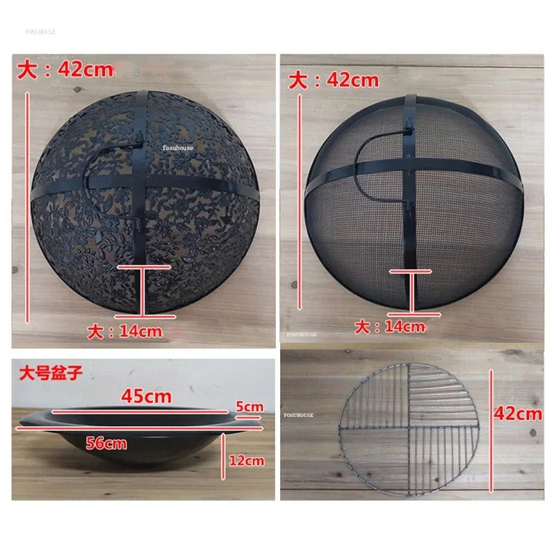 Nordic Winter Fire Pits Smokeless Carbon Charcoal Brazier Grill Stand Heating Barbecue Stove Indoor Fire Wood Heater