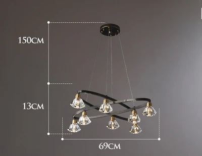 Modern Luxury Crystal LED Ceiling Chandelier Hanging Wire Fixture for Living Room Bedroom Home Decor Indoor Lighting