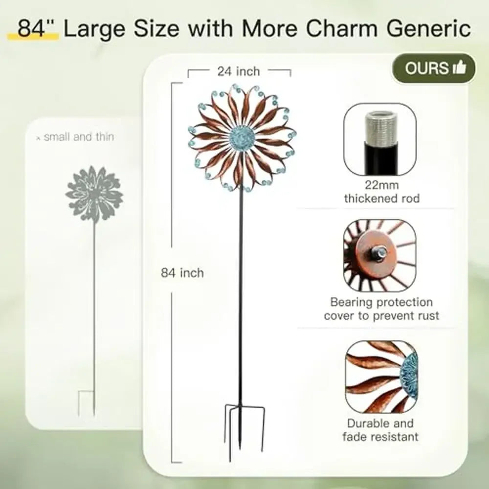 84 Inch Metal Wind Spinner Yard and Garden Decor Large Outdoor Windmill Art Rust Resistant Waterproof 360 Degree