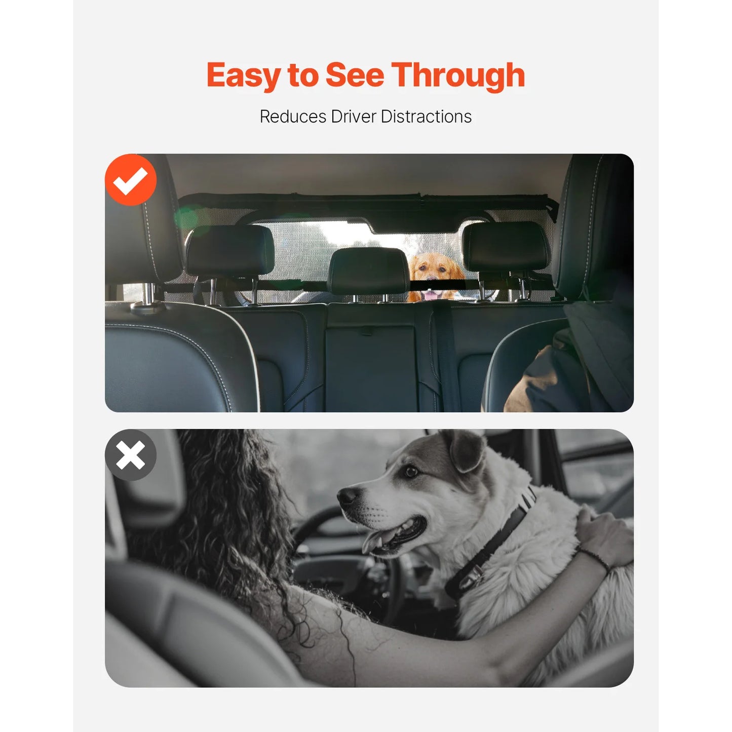 SucceBuy Dog Car Barrier See Through Net For SUVs Trucks