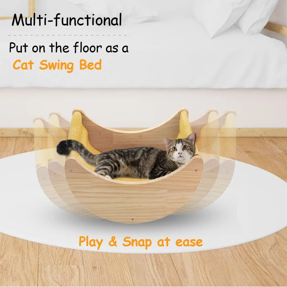 Cat Shelf Wall Hammock Climbing Shelves Solid Wood Cat Steps Indoor Activity Furniture 3pcs Set