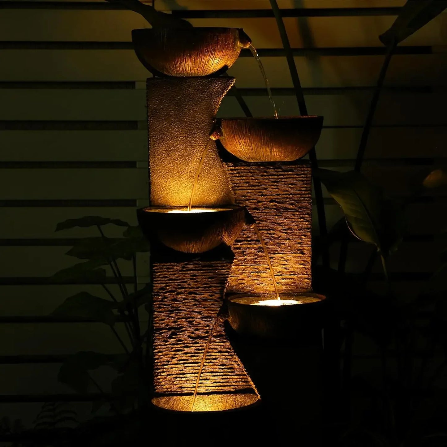 51.4 Inch H Outdoor Garden Water Fountain with 5 Tiers for Patio Backyard Deck Porch and Home Art Decor