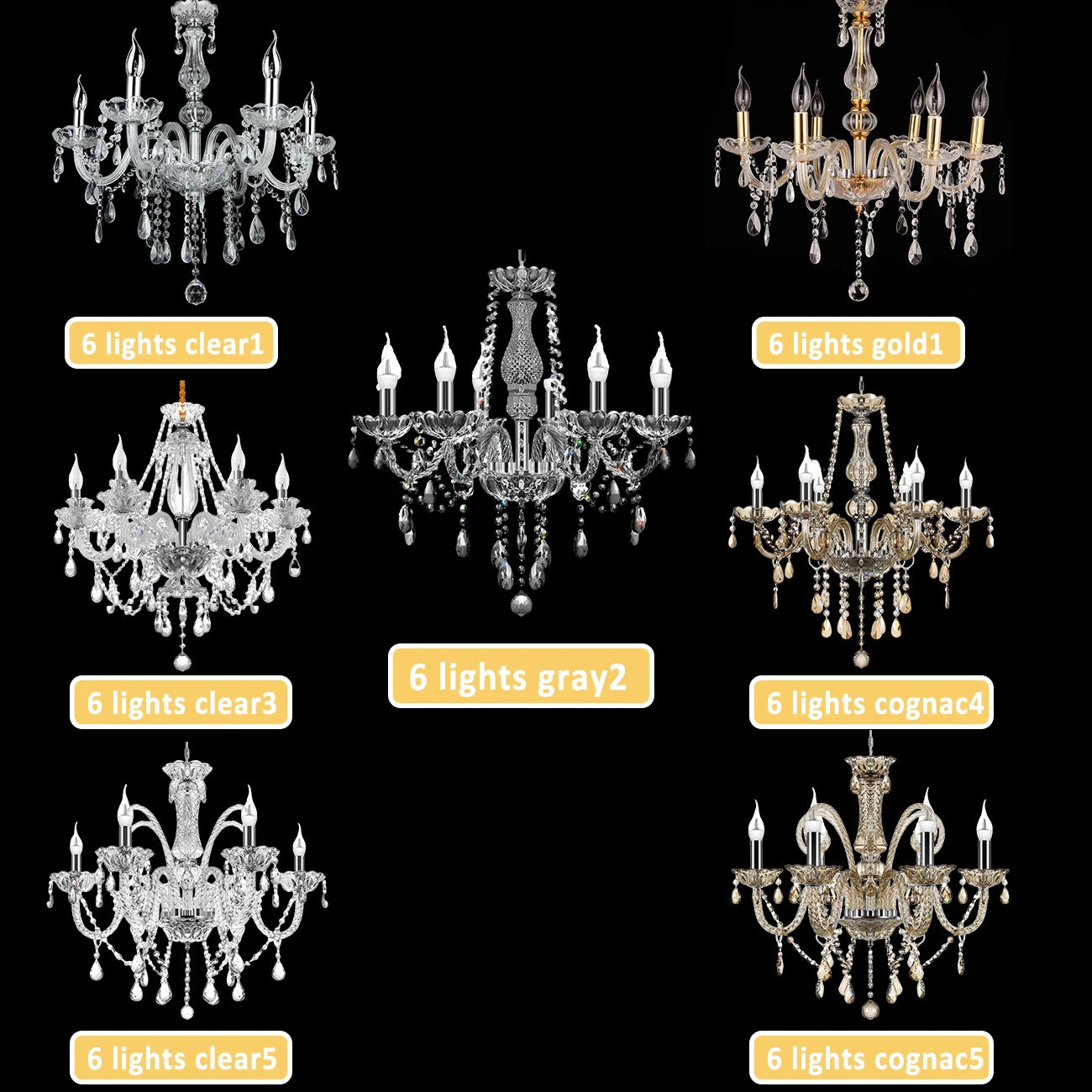 6 Lights Tassels Chandelier Classic 6 Arms Crystal Lustre Ceiling Light Lamp for Dining Living Room Bedroom