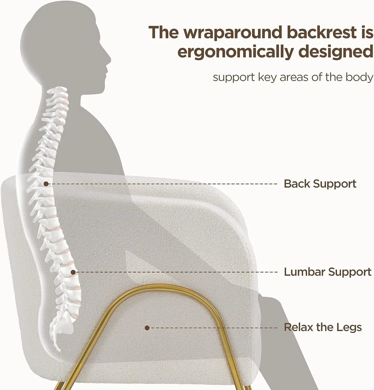 Set of 2 Armchair Set Side Chairs for Living Room Boucle Fabric Vanity Chairs with Gold Legs for Bedroom Office Reading Nook