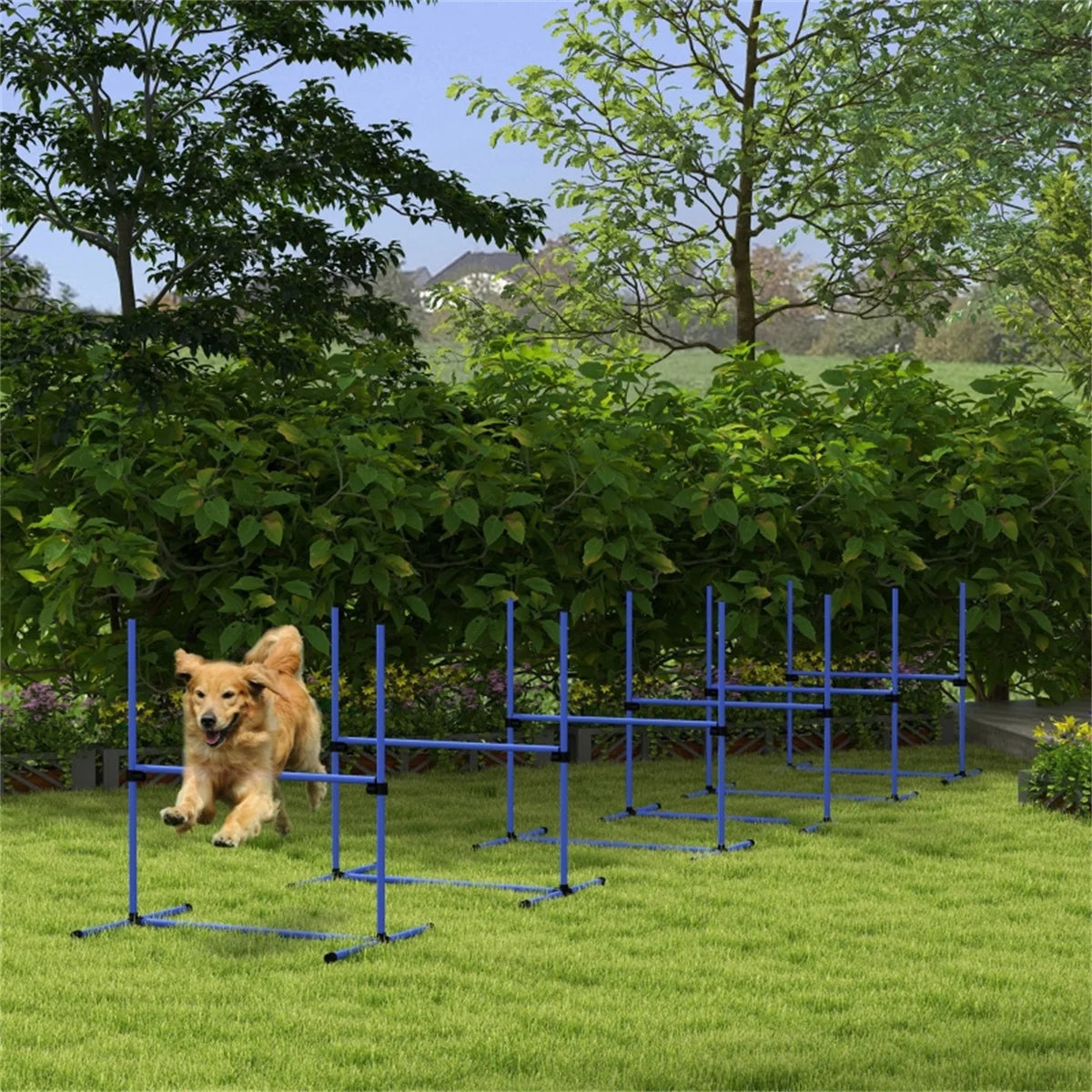 Dog Agility Fence Set with Adjustable Bar Jumps for Dogs and Puppies Outdoor Playpen Supplies