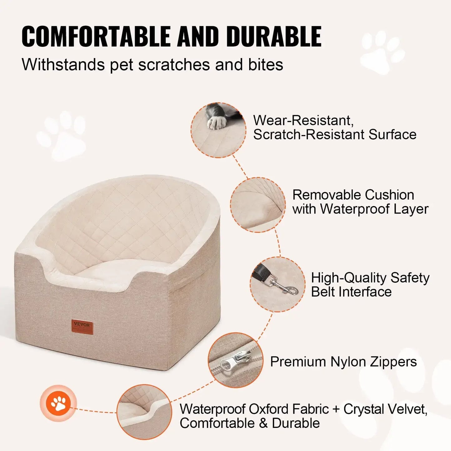Dog Booster Car Seat Pet Car Seat for Small Medium Dog up to 55 Pounds Brown