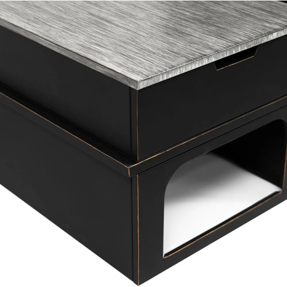 Rimasco 80 Inch Metal Wood Burner Fireplace with Side Storage Tables Smokeless Patio Fire Pit