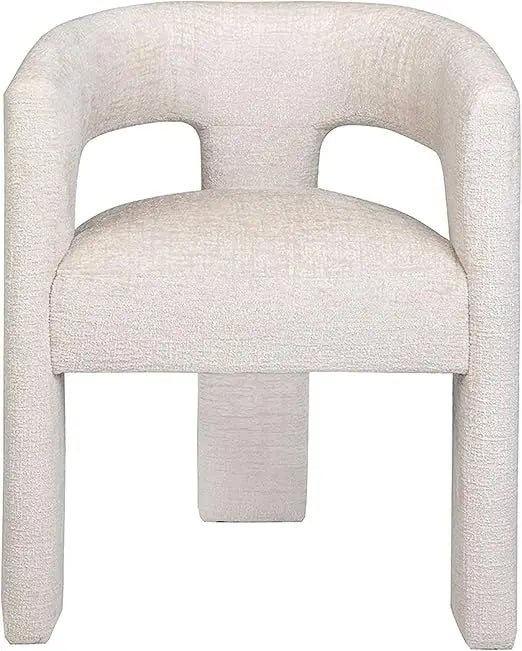 Jofran Gwen Modern Luxury Jacquard Fabric Upholstered Accent Sculpture Dining Armchair Natural