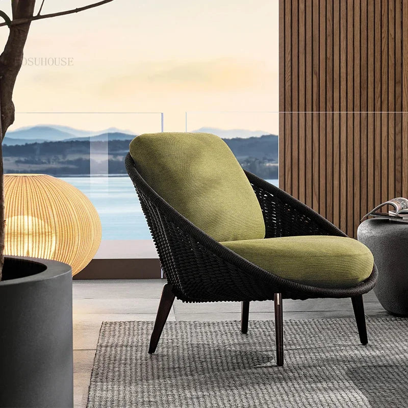 Small Apartment Nordic Patio Garden Sofa Simple Courtyard Balcony Leisure Chair Outdoor Restaurant Hotel Villa Single Sofa