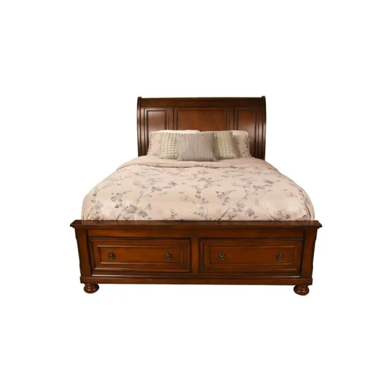 Queen 4 Piece Bedroom Set Made With Wood in Dark Walnut for Bedroom