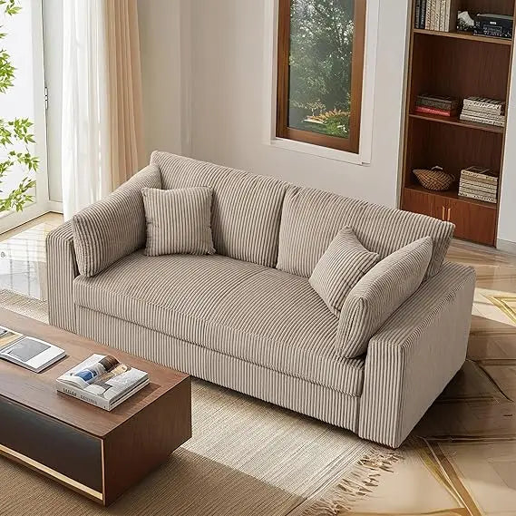 81’’Camel Sofa,Corduroy Couch for Bedroom,Comfy Sofa Couch,Modern Sofas for Living Room (Camel)
