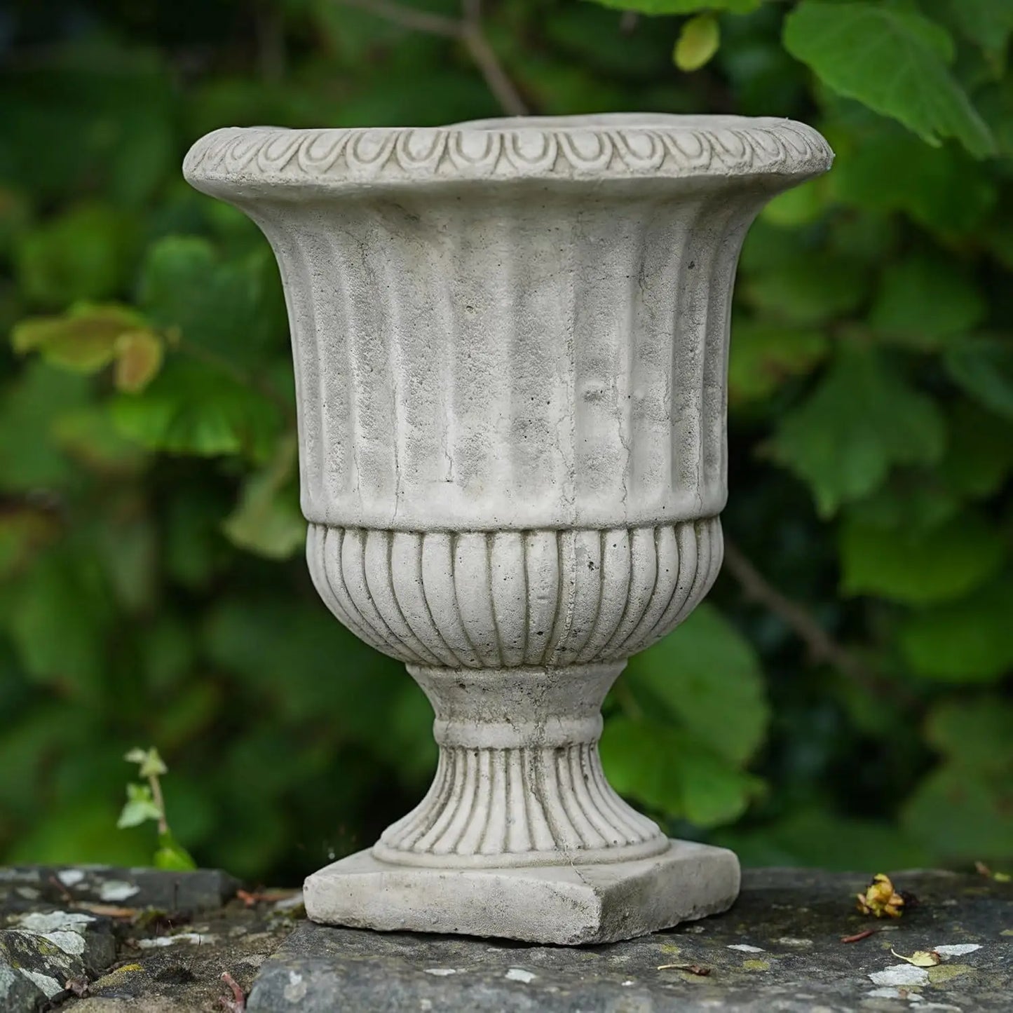 Victorian Stone Urn Fluted Garden Statue Outdoor Classical Planter Trough Pot Gray Weather Resistant Classic Style