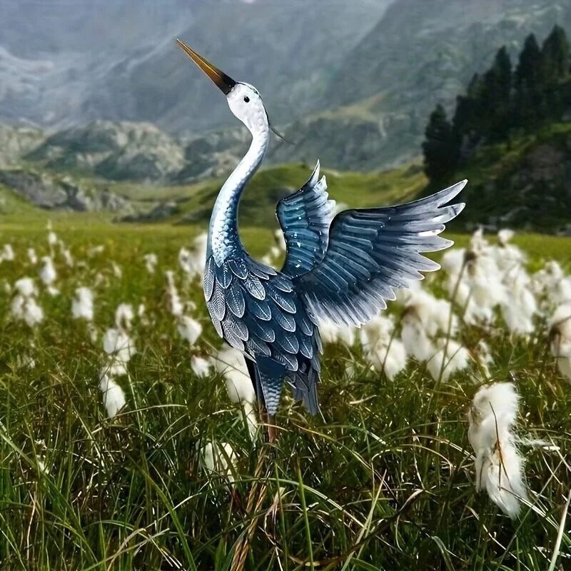 Blue Heron Metal Statue, Elegant Outdoor Garden Sculpture, Perfect for Yard, Lawn, Garden, Backyard, and Patio Decoration