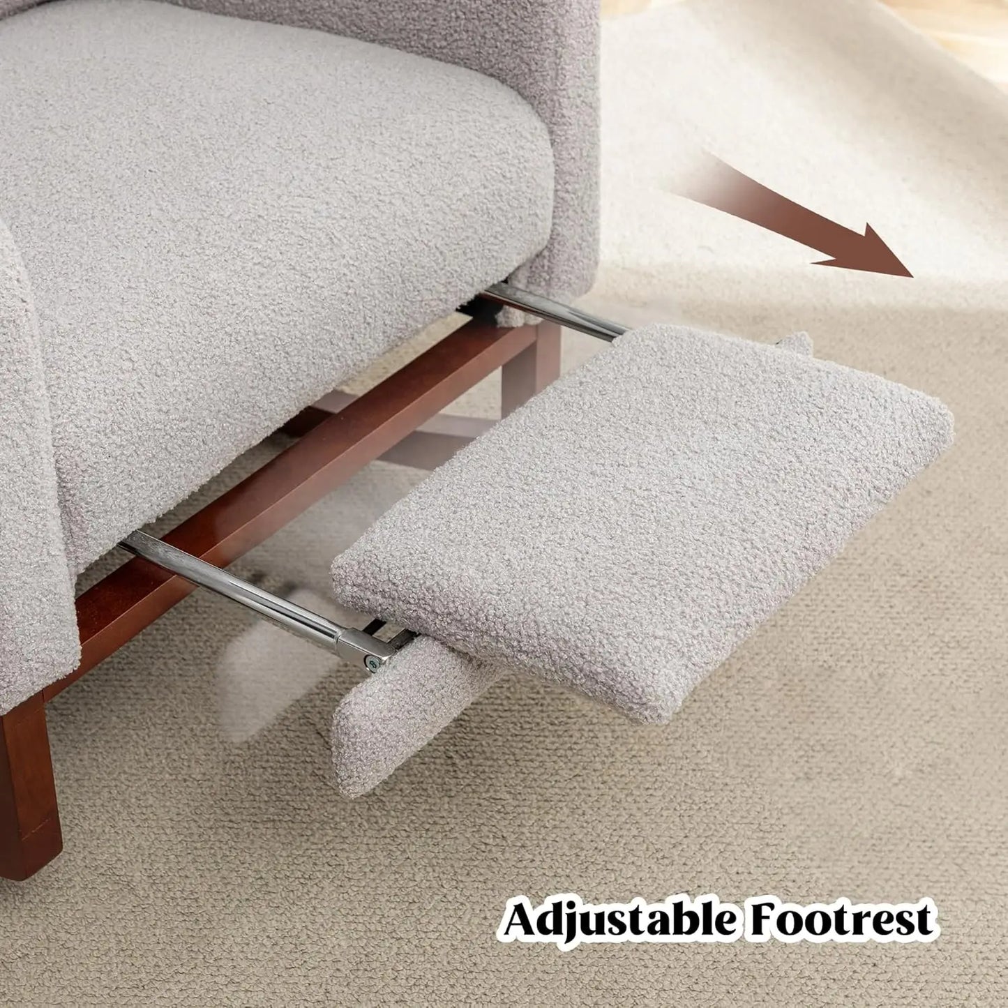 Rocking Chair Nursery with Foot Rest, Wingback Nursery Rocking Chairs, Teddy Nursing Glider Rocker Chair with Pillow and High