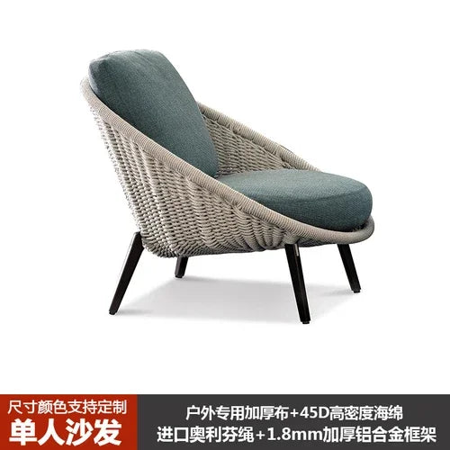 Small Apartment Nordic Patio Garden Sofa Simple Courtyard Balcony Leisure Chair Outdoor Restaurant Hotel Villa Single Sofa
