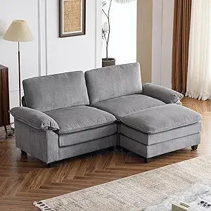 Modular Deep Seat Sectional Sofa with Ottoman Corduroy Sleeper Sofa Comfy Upholstered Furniture for Living Room