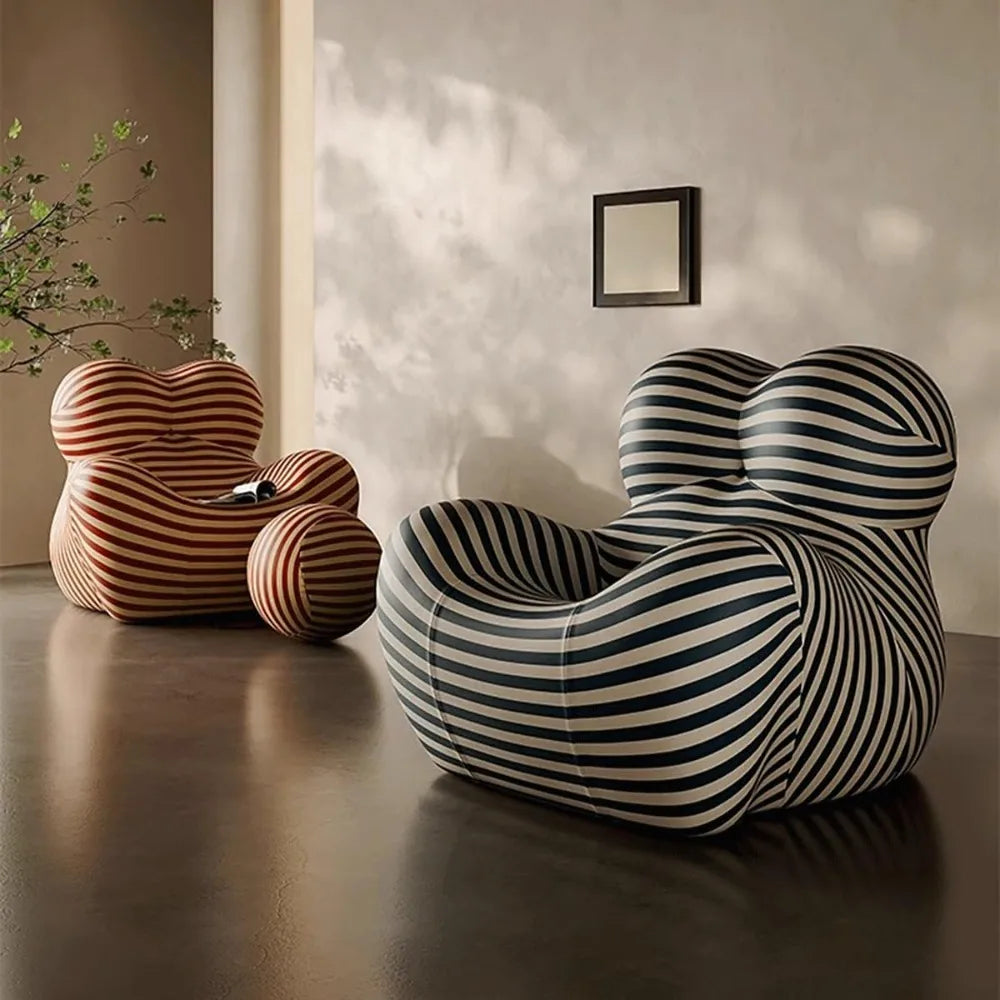 Light Luxury Modern Designer Lazy Sofa 39.3 x 37.4 x 37.4 Inches Adult Floor Leisure Living Room Balcony Creative Single Armrest Couch L