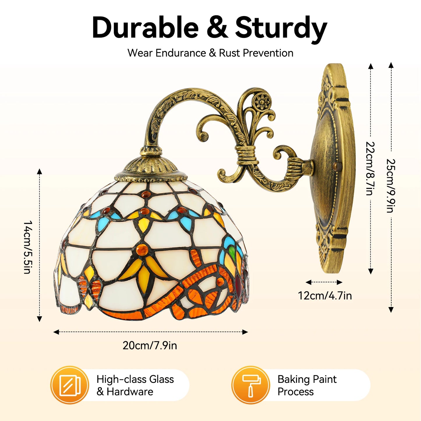Baroque Victorian Style Glass Wall Lamp Dimmable Design E27 Base Indoor Home Decor Lighting Fixture