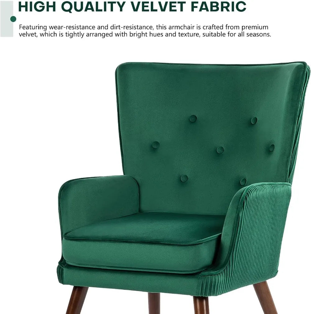 Modern Armchair with High Back, 4" Thick Seat Cushion, Upholstered Single Sofa Chair for Living Room Bedroom Reading