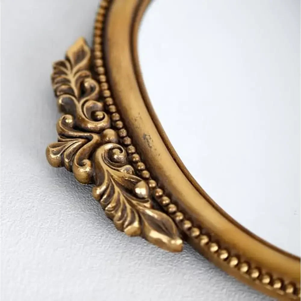 Baroque Style Gold Ornate Resin Frame Mirror Arched Vanity Makeup Antique Mirror 15.2 X 11.6 Inch Elegant Decor Bathroom Bedroom
