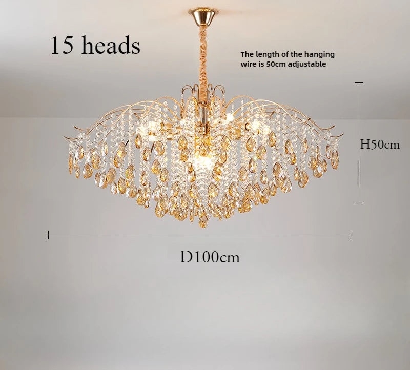 Luxury Crystal Ceiling Pendant Lamp for Living Room and Bedroom E14 LED Lights Home Decoration AC85-260V
