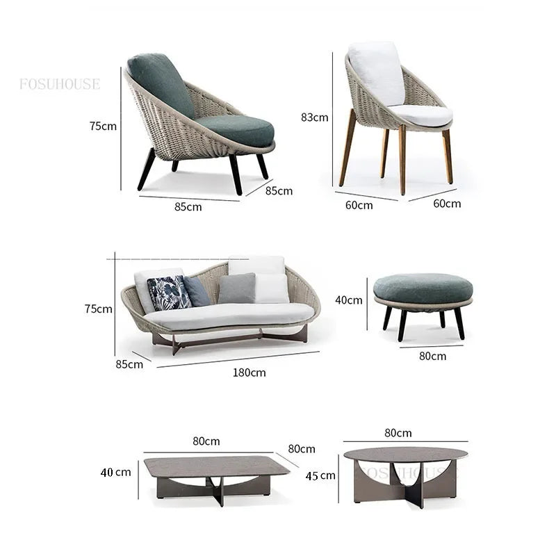 Small Apartment Nordic Patio Garden Sofa Simple Courtyard Balcony Leisure Chair Outdoor Restaurant Hotel Villa Single Sofa