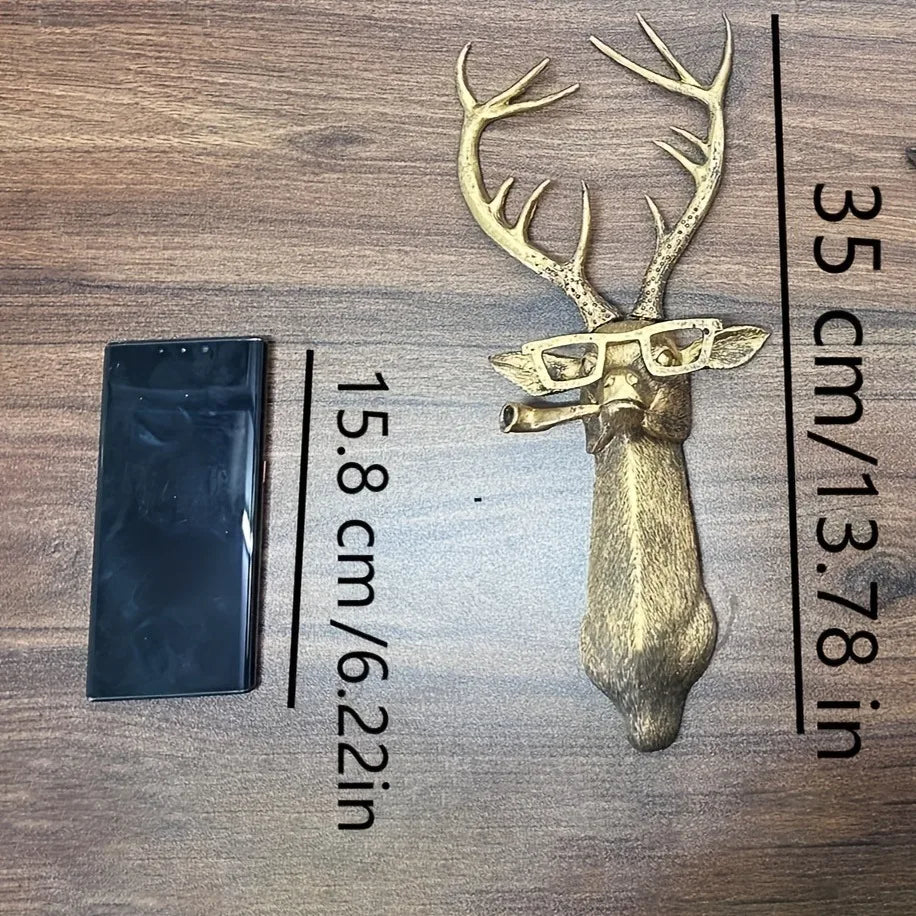Large/small Sizes Decor Wall Art Decor Deer Head Wall Hanging Home Decor Bronzed Resin Animal Hanging Sculpture Animal Head