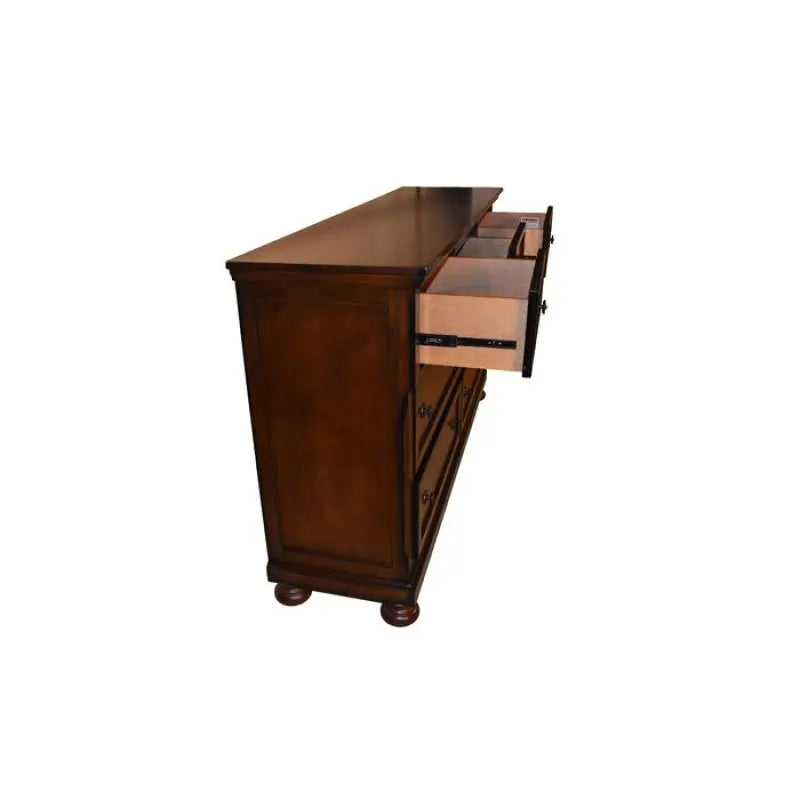 Queen 4 Piece Bedroom Set Made With Wood in Dark Walnut for Bedroom