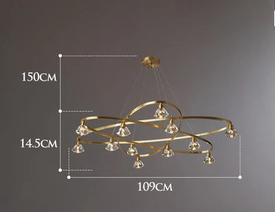 Modern Luxury Crystal LED Ceiling Chandelier Hanging Wire Fixture for Living Room Bedroom Home Decor Indoor Lighting