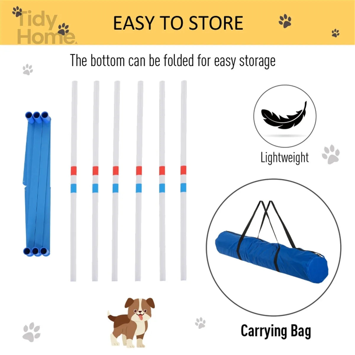 Dog Outdoor Exercise Training Set with 6 Poles and Storage Bag for Agility Training