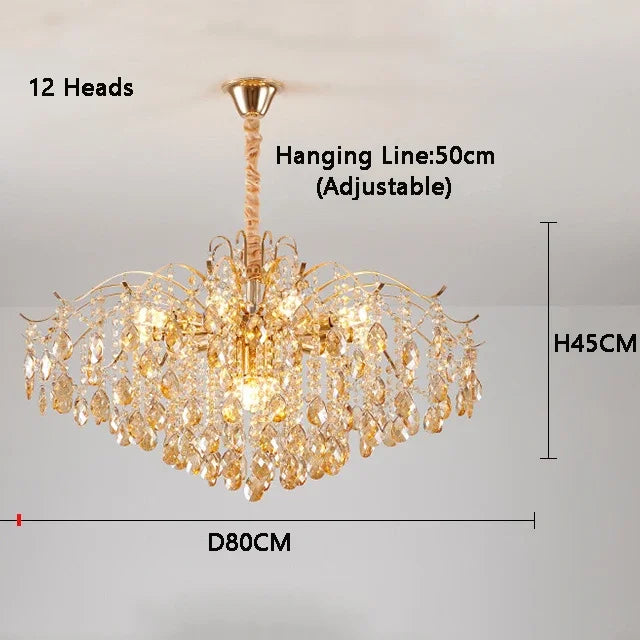 Luxury Crystal Ceiling Pendant Lamp for Living Room and Bedroom E14 LED Lights Home Decoration AC85-260V