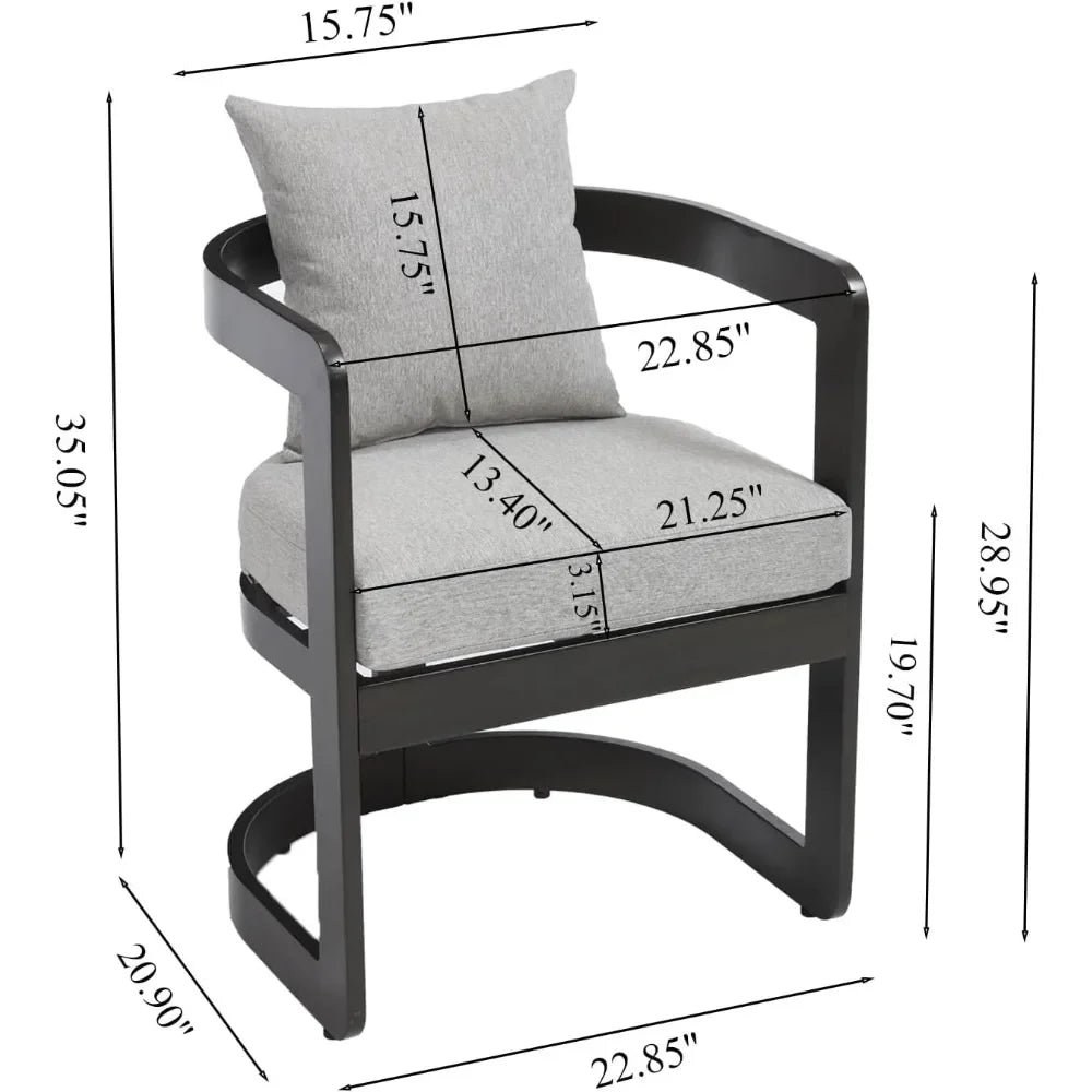 Patio Dining Chairs Set of 4 Modern Outdoor Chairs with Cushions and Backrest Metal Dining Chairs with Armrests