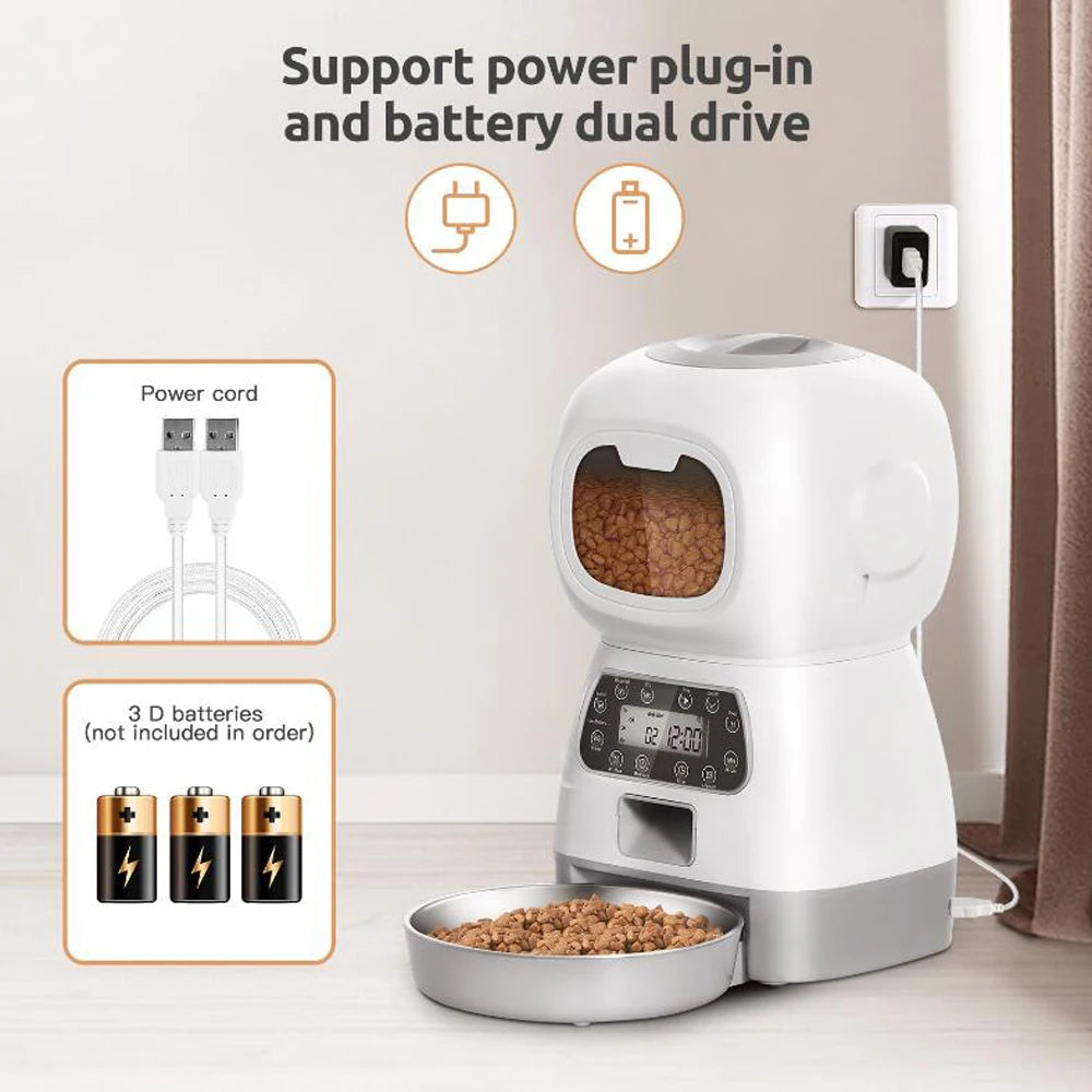 3.5L Automatic Pet Feeder For Cats WiFi Smart Dog Feeder With Voice Recorder Large Capacity Timing Cat Food Dispenser