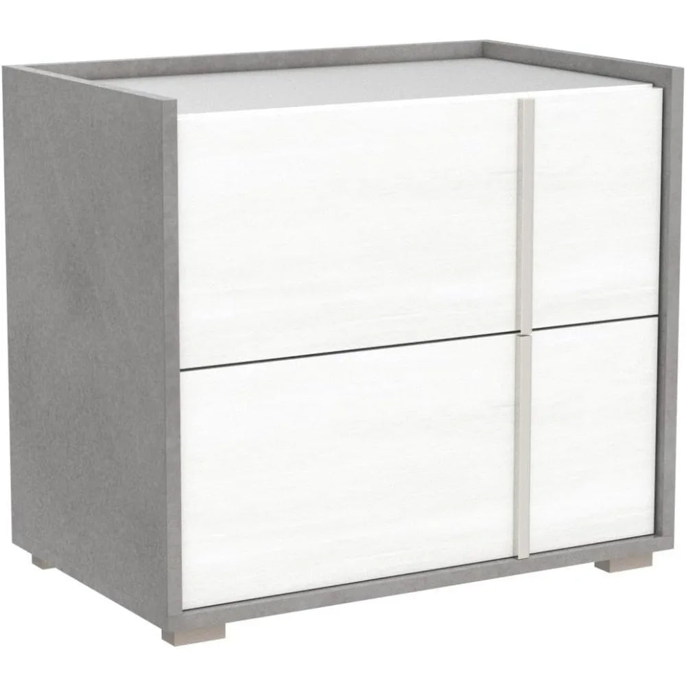 Meble Furniture Sky 25 Inch Nightstand with Two Storage Drawers Modern and Durable Square Shape Wooden Nightstand for Bedroom