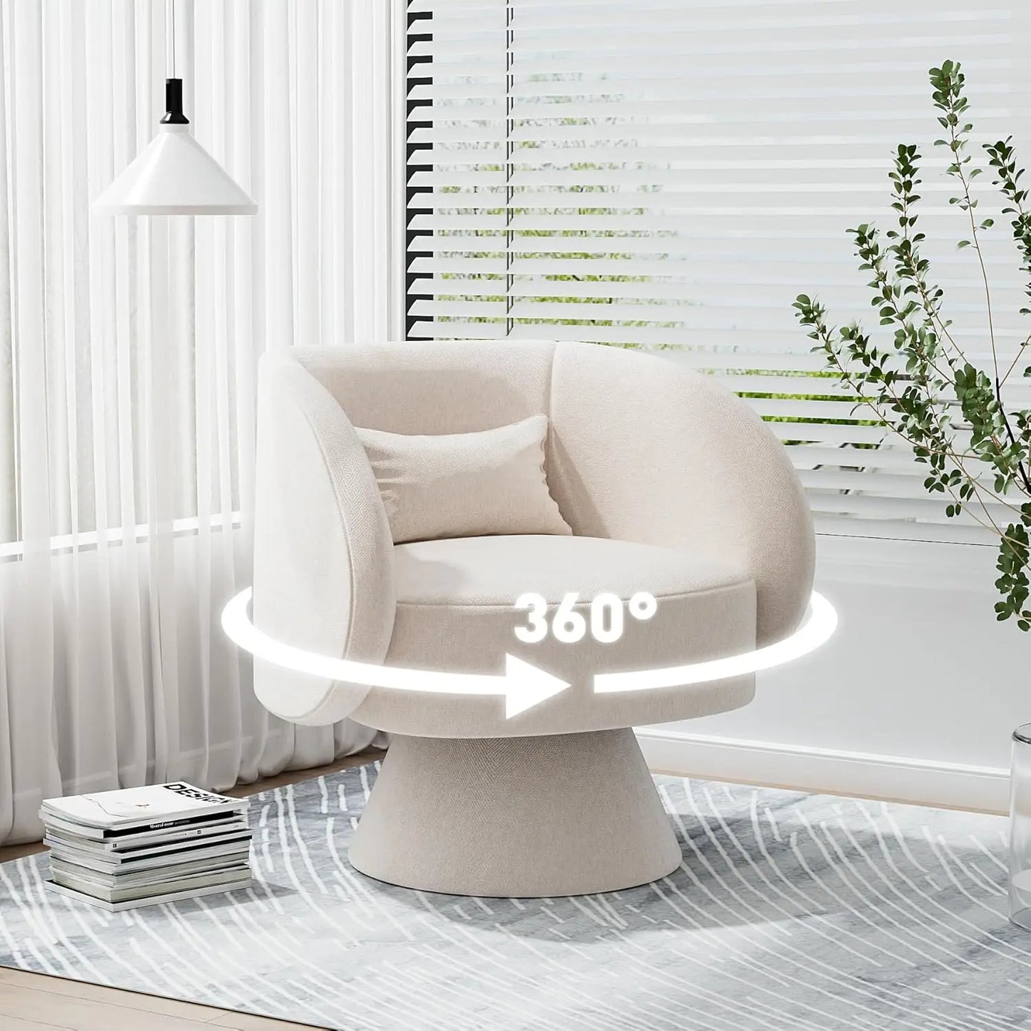 Swivel Barrel Chair Upholstered Cuddle Accent Swivel Chairs for Living Room Comfy 360 Degree Modern Small Round Sofa Swivel