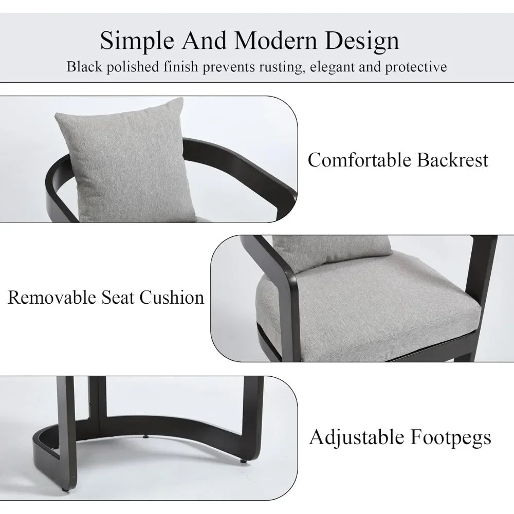 Patio Dining Chairs Set of 4 Modern Outdoor Chairs with Cushions and Backrest Metal Dining Chairs with Armrests