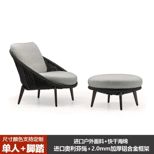 Small Apartment Nordic Patio Garden Sofa Simple Courtyard Balcony Leisure Chair Outdoor Restaurant Hotel Villa Single Sofa